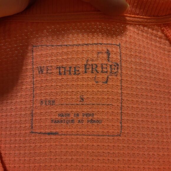 We the free neon peach colored over sized long-sleeved tee - Picture 2 of 6